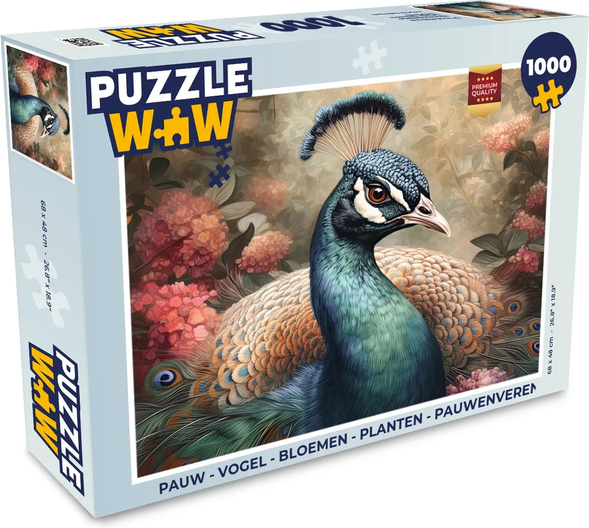 PuzzleWow Pauwenveren Legpuzzel 1000 Stuks - Multicolor