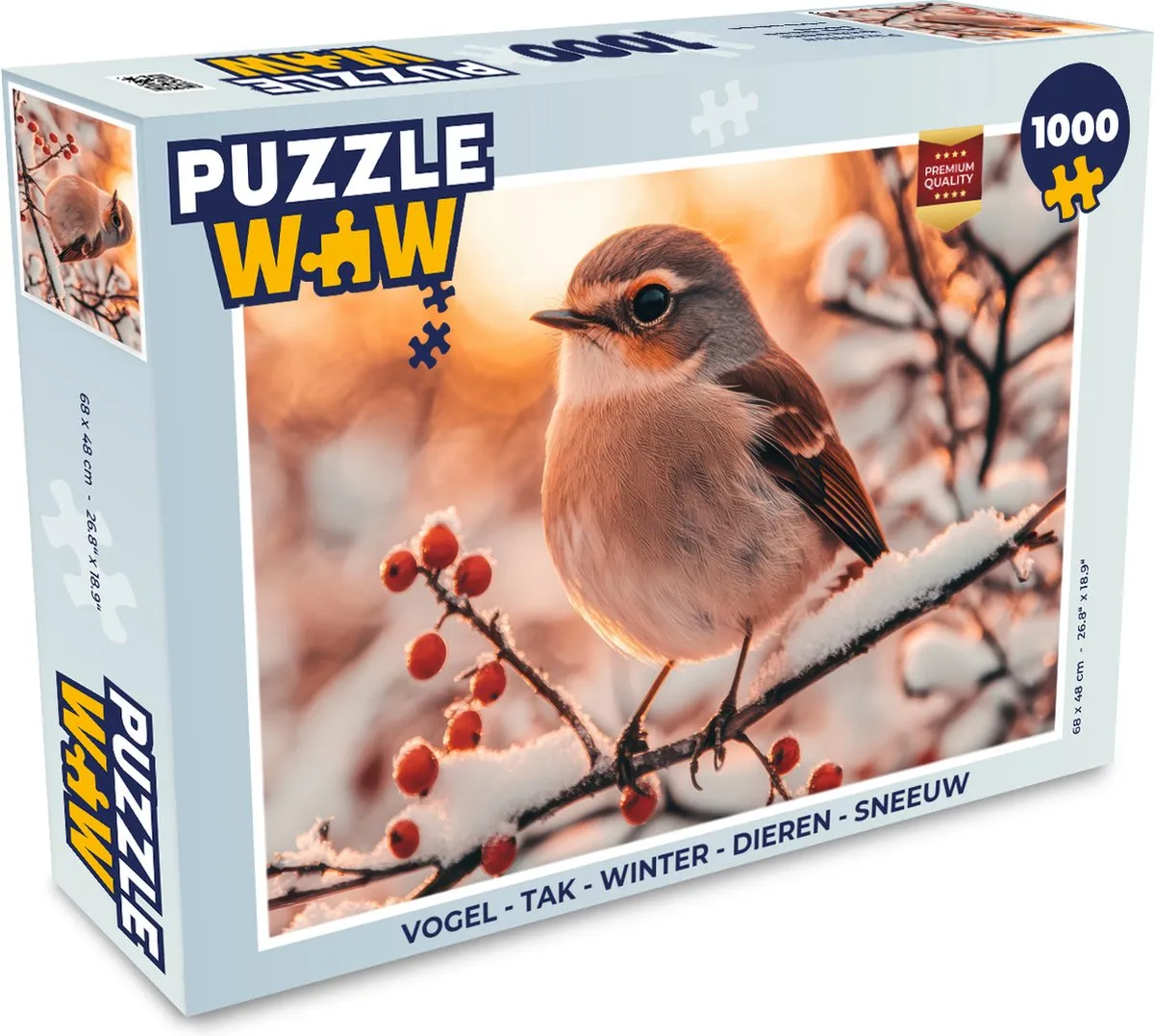 PuzzleWow Vogel Tak Winter Legpuzzel 1000 Stuks