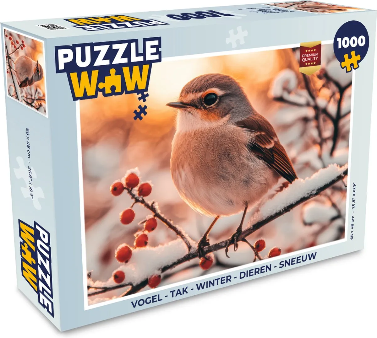 PuzzleWow Vogel Tak Winter Legpuzzel 1000 Stuks