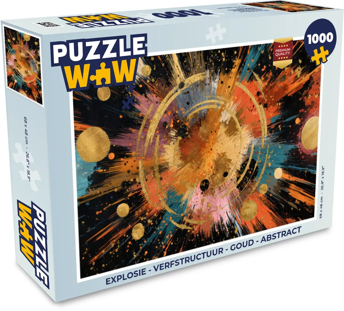 PuzzleWow Legpuzzel 1000 Stuks - Explosie Verfstructuur Goud