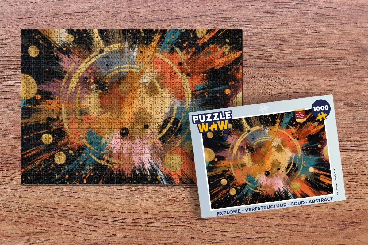 PuzzleWow Legpuzzel 1000 Stuks - Explosie Verfstructuur Goud