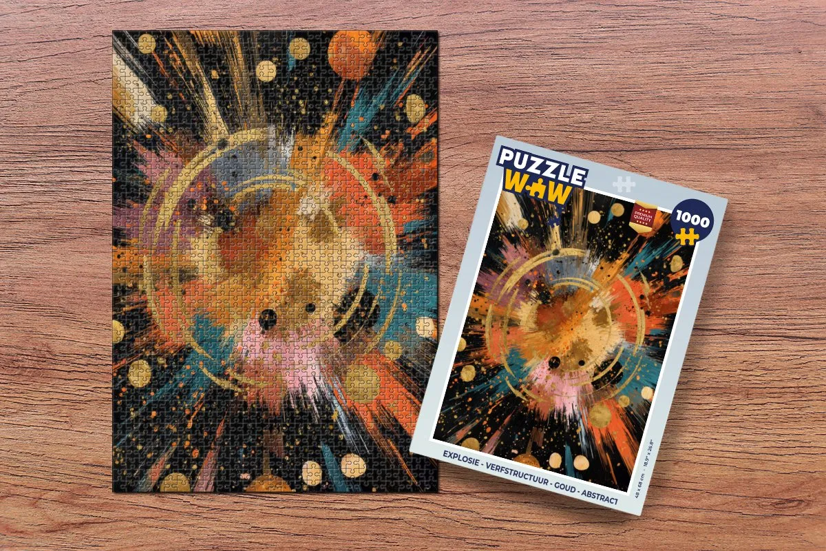 PuzzleWow Legpuzzel 1000 Stuks - Explosie Verfstructuur Goud