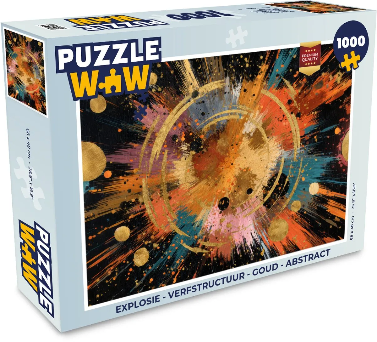PuzzleWow Legpuzzel 1000 Stuks - Explosie Verfstructuur Goud