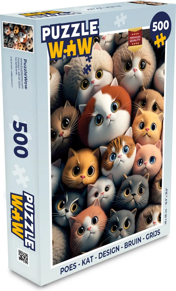PuzzleWow Poes Design Legpuzzel 500 Stuks