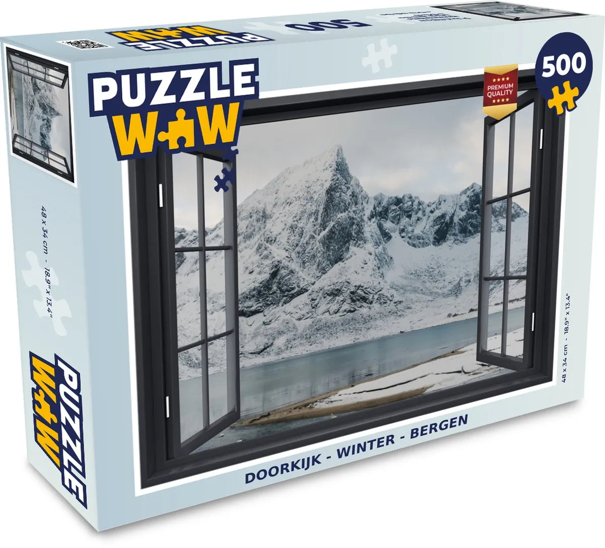 PuzzleWow Doorkijk Winter Berg Legpuzzel 500 Stuks - Multicolor