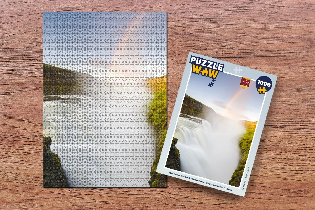 PuzzleWow Regenboog Gullfoss Legpuzzel 1000 Stuks - Multicolor