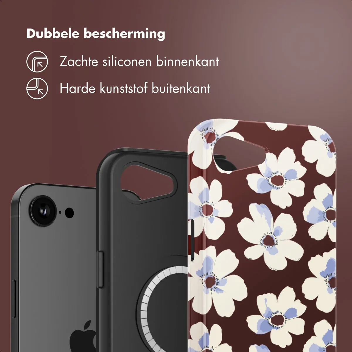 Selencia Hoesje iPhone 16e Choco Flower Pop - MagSafe