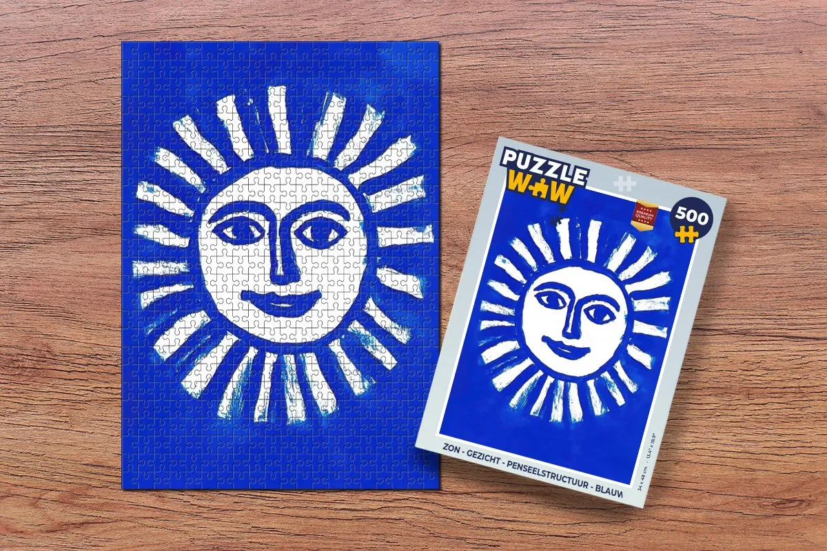 PuzzleWow Zon Gezicht Legpuzzel 500 Stuks - Blauw