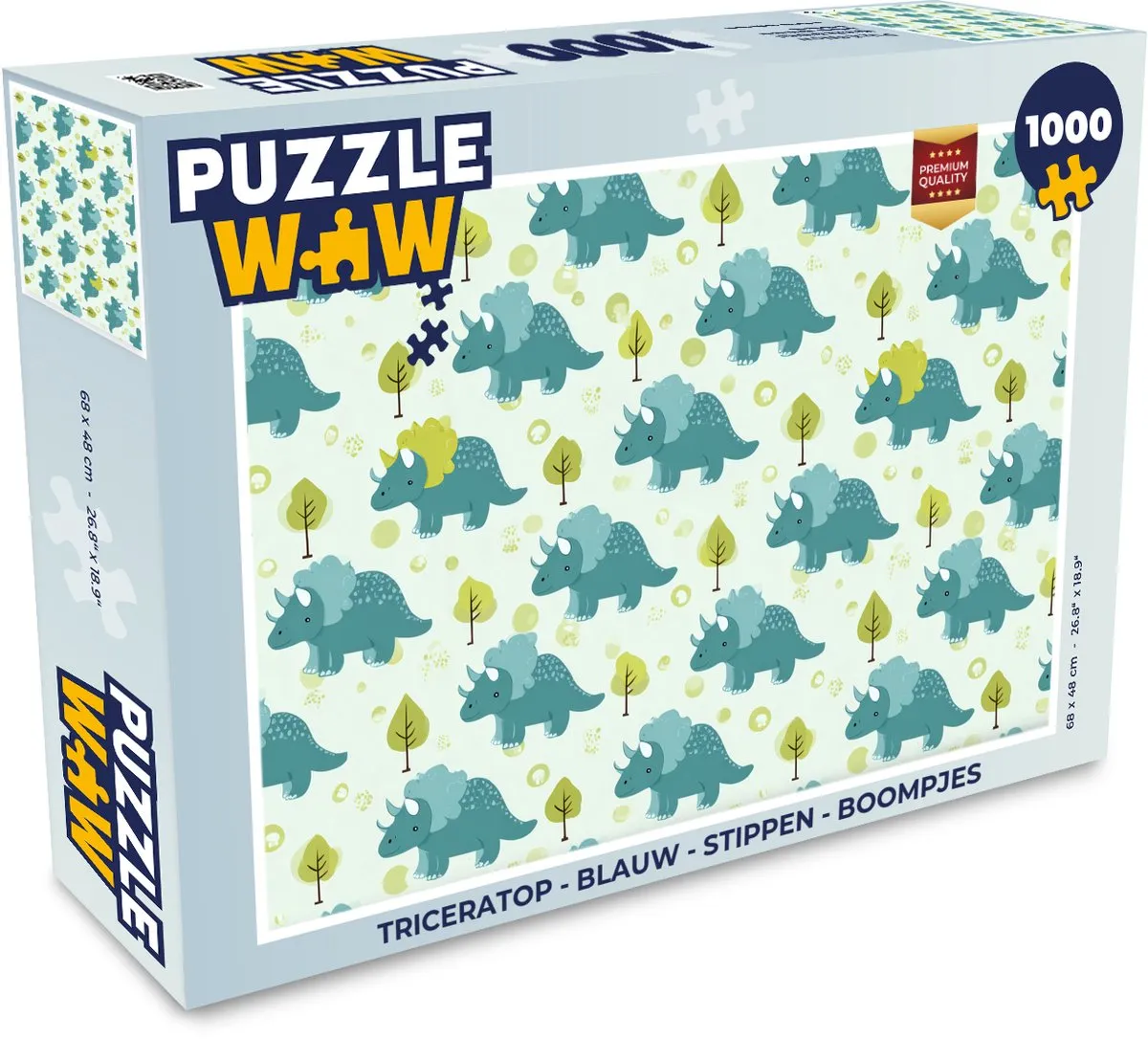 PuzzleWow Triceratop Legpuzzel 1000 Stuks - Blauw