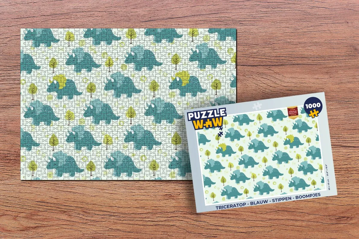 PuzzleWow Triceratop Legpuzzel 1000 Stuks - Blauw