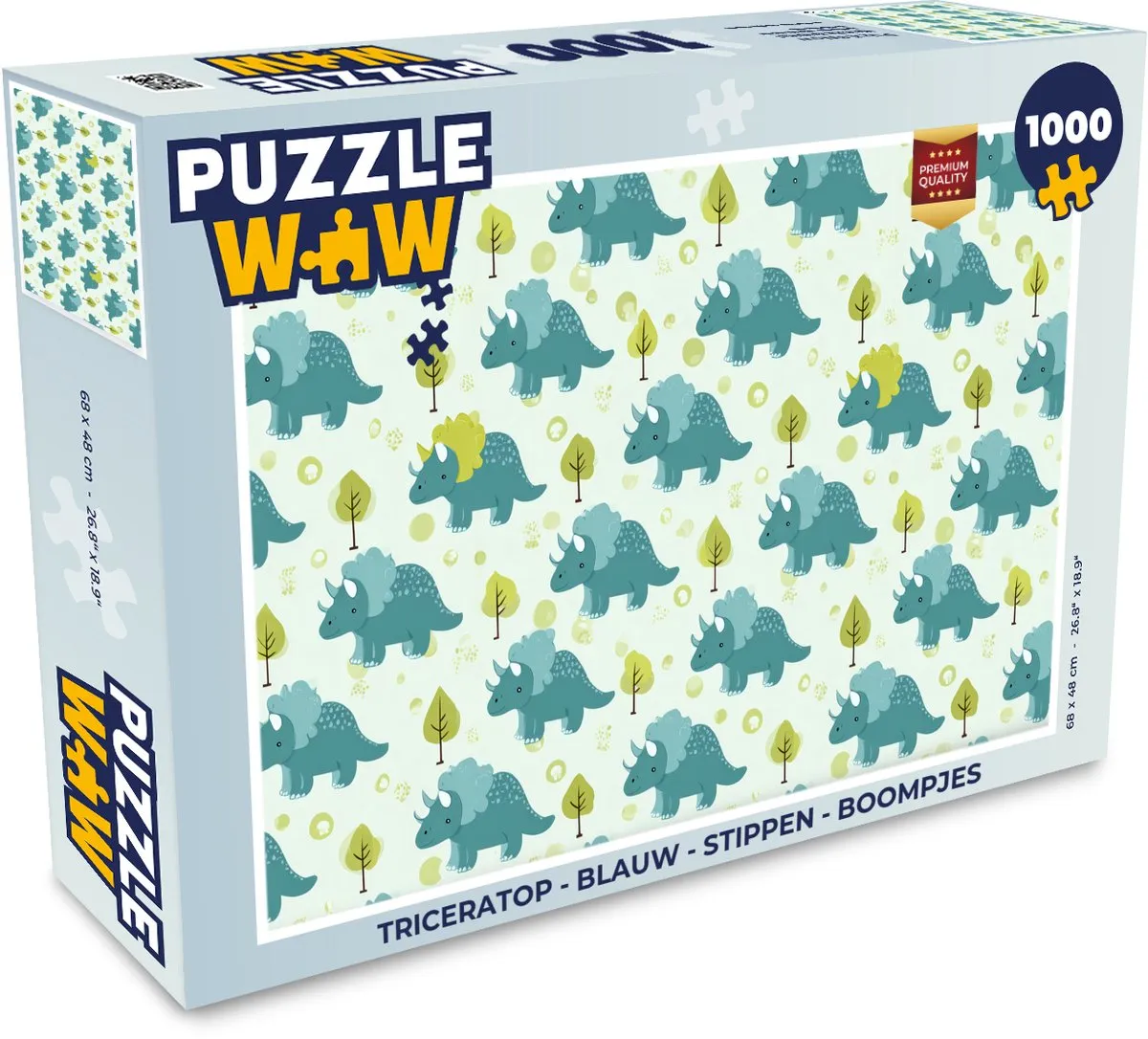 PuzzleWow Triceratop Legpuzzel 1000 Stuks - Blauw