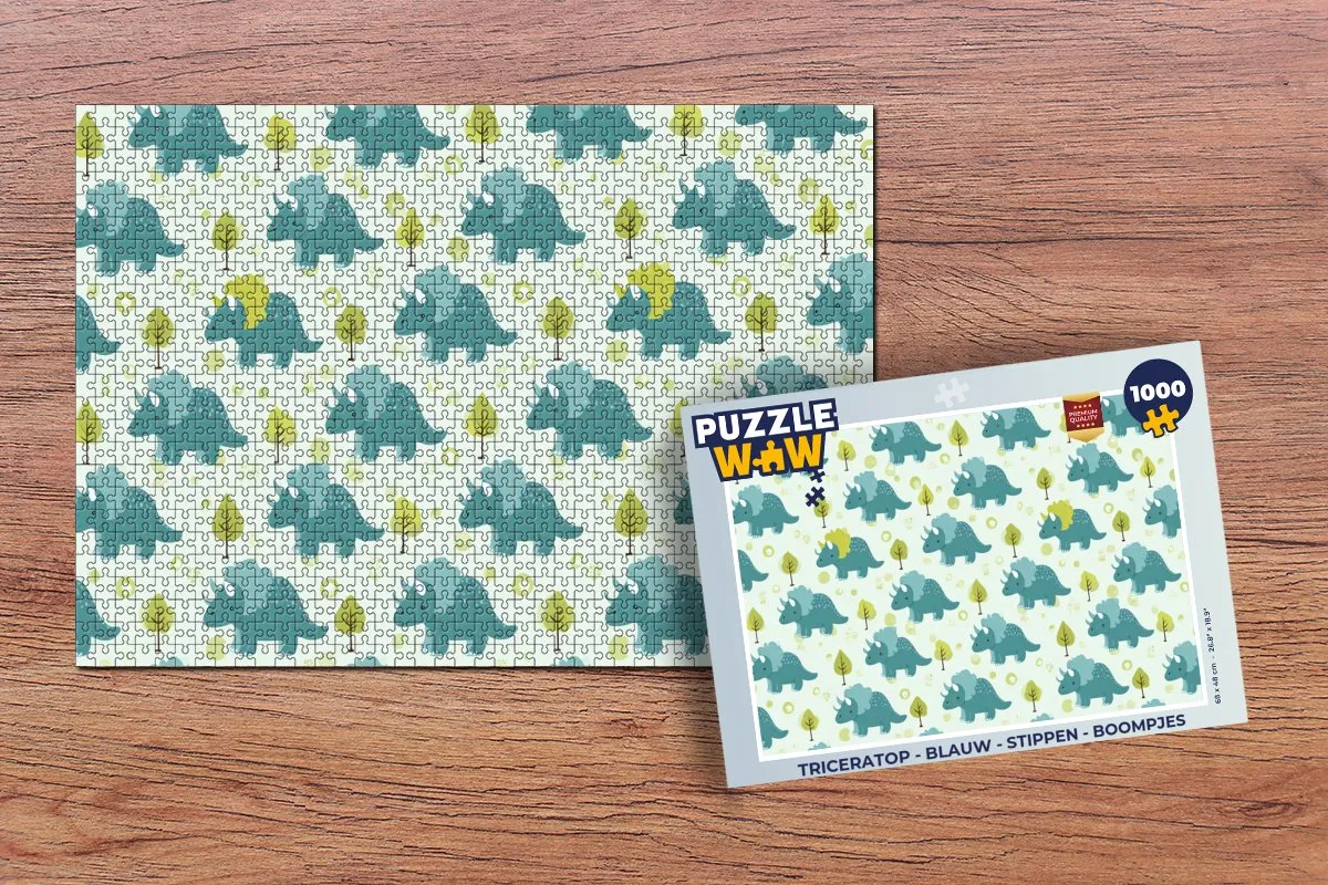 PuzzleWow Triceratop Legpuzzel 1000 Stuks - Blauw