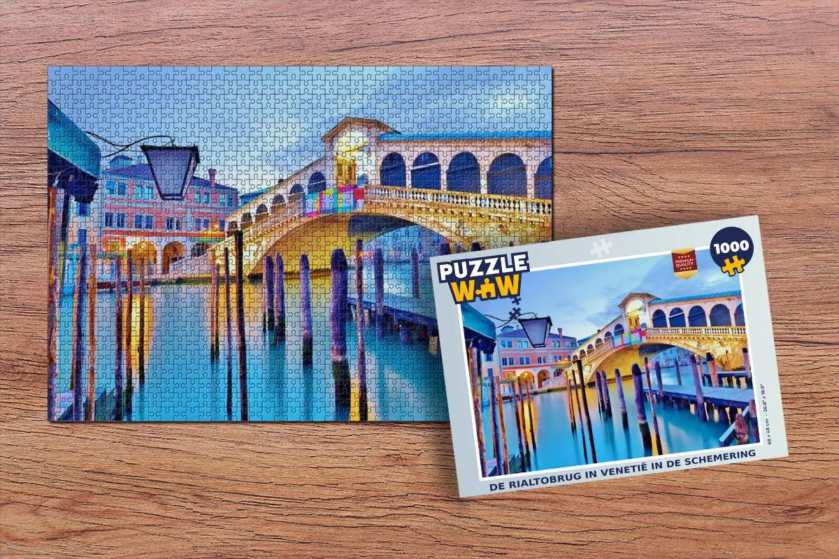 PuzzleWow Legpuzzel De Rialtobrug in Venetië - 1000 Stuks - Multicolor