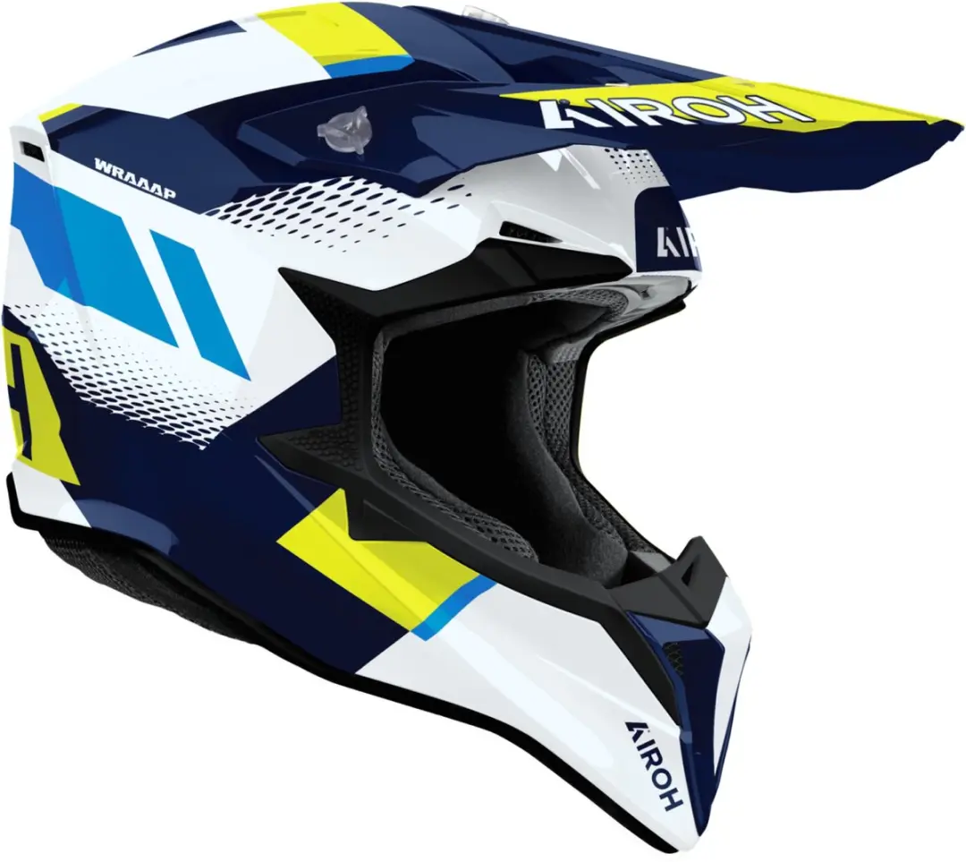 Airoh Wraaap Vision Motocrosshelm - XL - Wit/Geel/Blauw