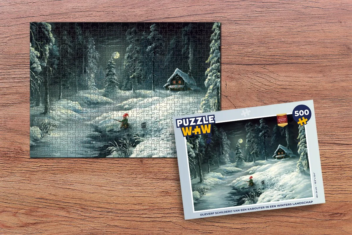 PuzzleWow Kabouter Winters Landschap Legpuzzel 500 Stuks - Multicolor
