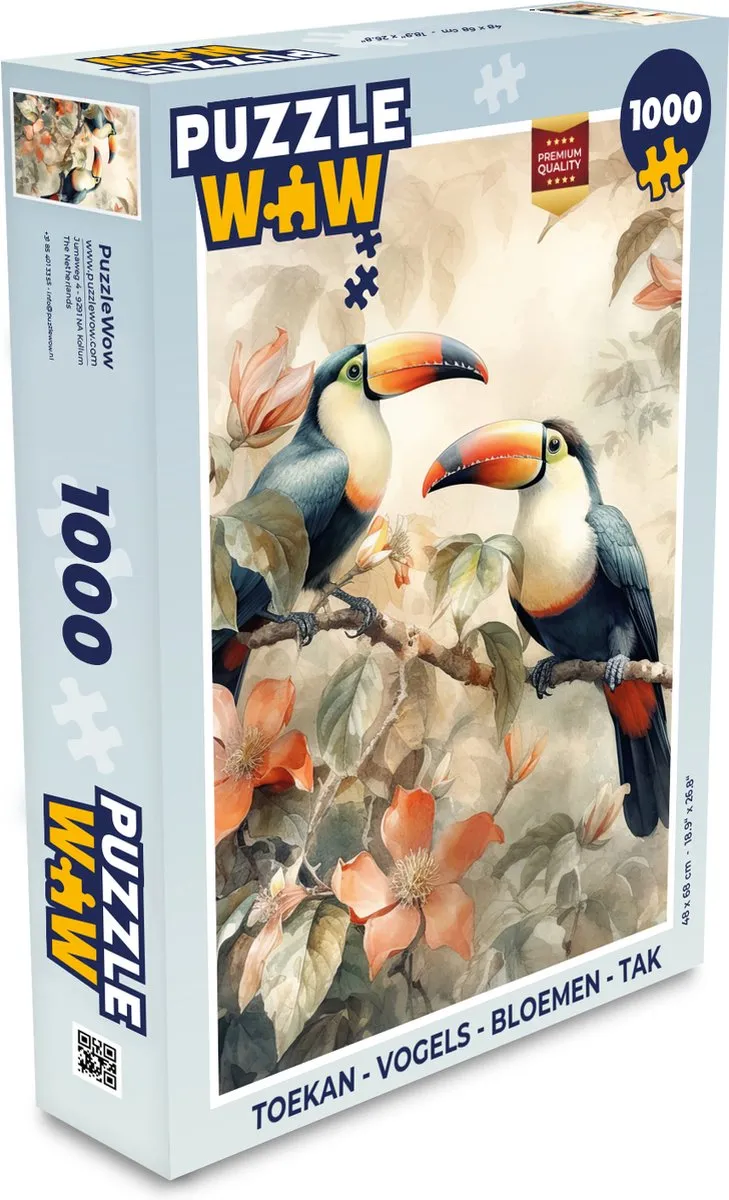 PuzzleWow Vogels & Bloemen Legpuzzel 1000 Stuks - Multicolor