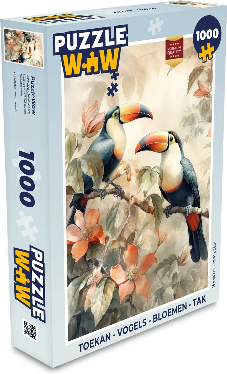PuzzleWow Vogels & Bloemen Legpuzzel 1000 Stuks - Multicolor