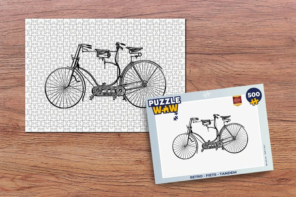 PuzzleWow Retro Tandem Fiets Legpuzzel 500 Stuks - Multicolor