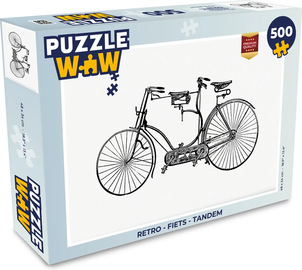PuzzleWow Retro Tandem Fiets Legpuzzel 500 Stuks - Multicolor