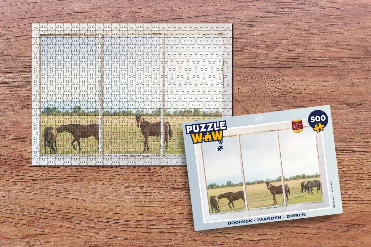PuzzleWow Doorkijk Paarden Legpuzzel 500 Stuks - Multicolor