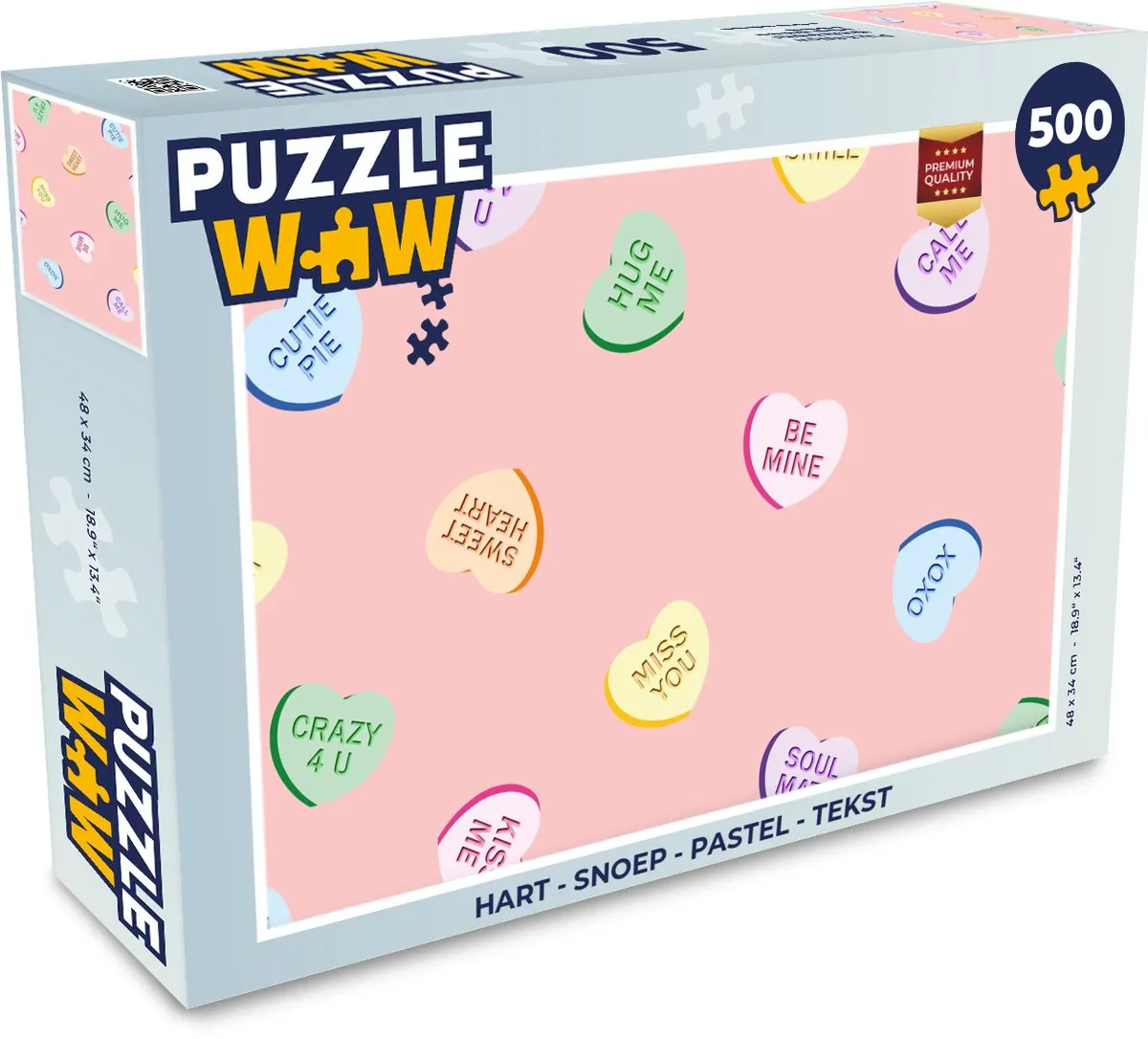 PuzzleWow Hart - Snoep Legpuzzel 500 Stuks - Pastel