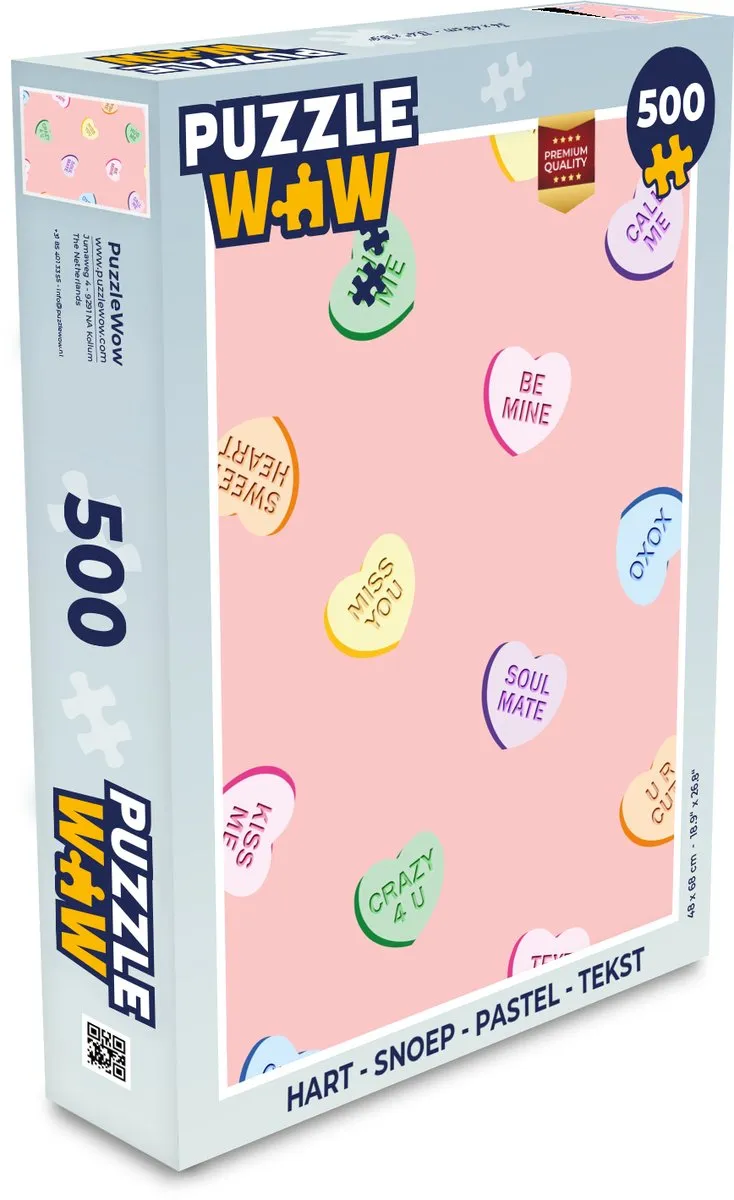 PuzzleWow Hart - Snoep Legpuzzel 500 Stuks - Pastel