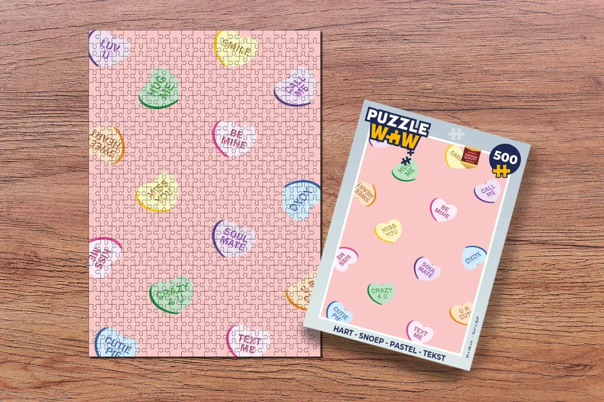 PuzzleWow Hart - Snoep Legpuzzel 500 Stuks - Pastel
