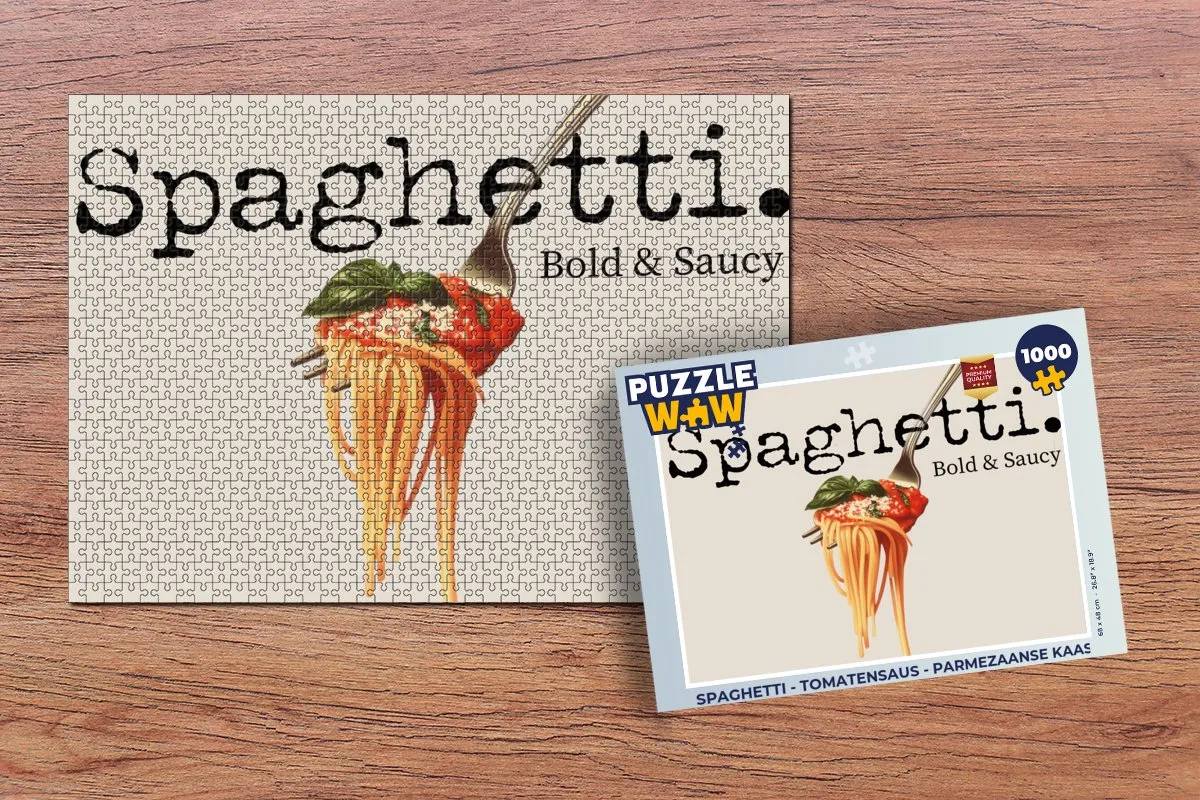 PuzzleWow Spaghetti Legpuzzel 1000 Stuks - Tomatensaus & Parmezaanse Kaas