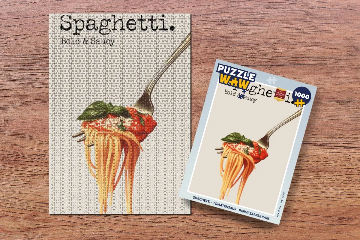 PuzzleWow Spaghetti Legpuzzel 1000 Stuks - Tomatensaus & Parmezaanse Kaas