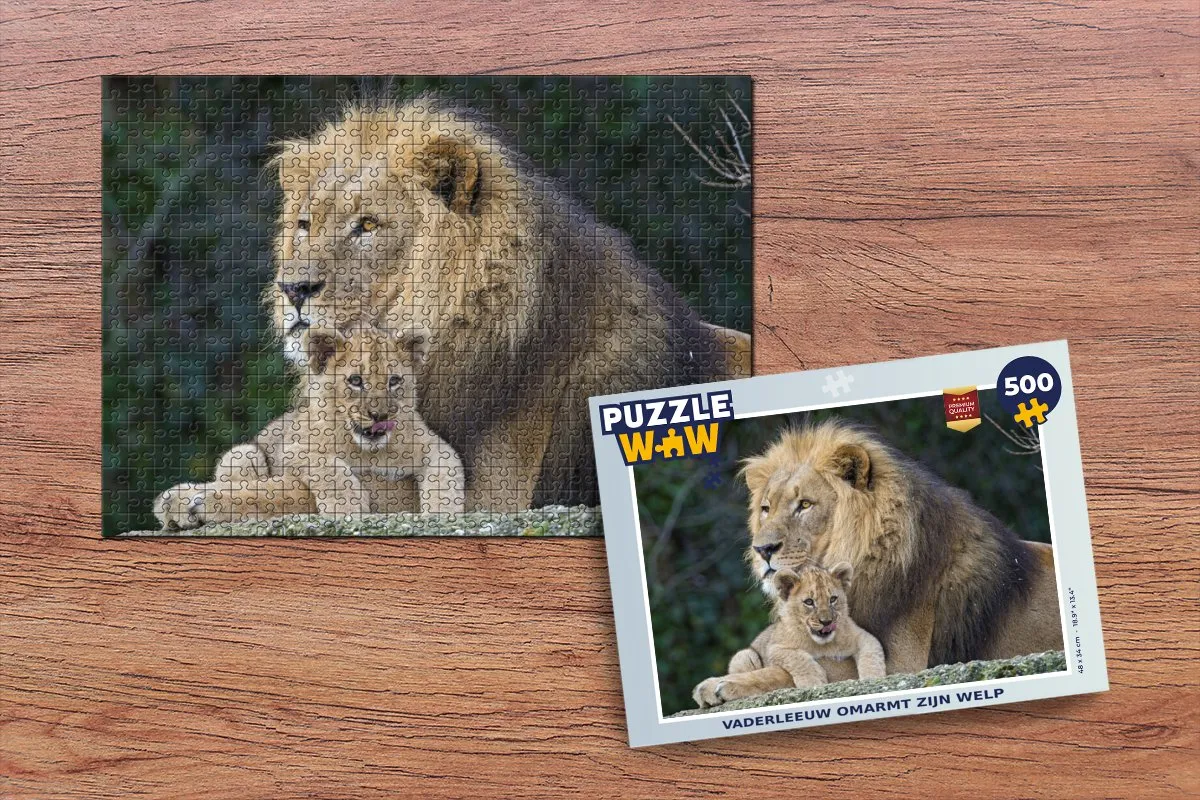 PuzzleWow Portret Leeuwen Wilde Dieren Legpuzzel 500 Stuks - Multicolor