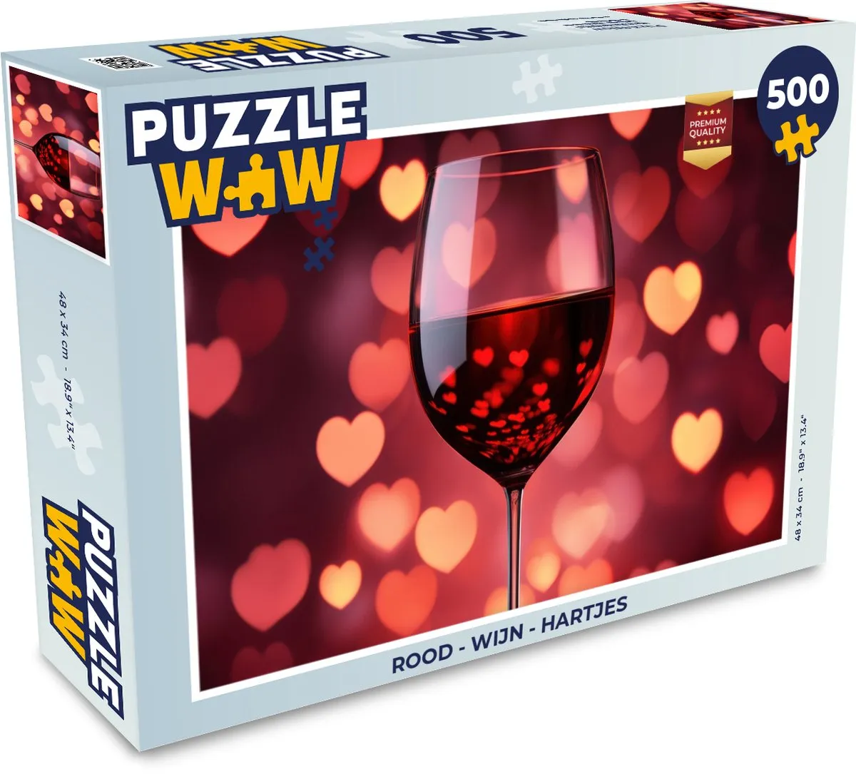 PuzzleWow Legpuzzel 500 Stuks - Rood Hartjes