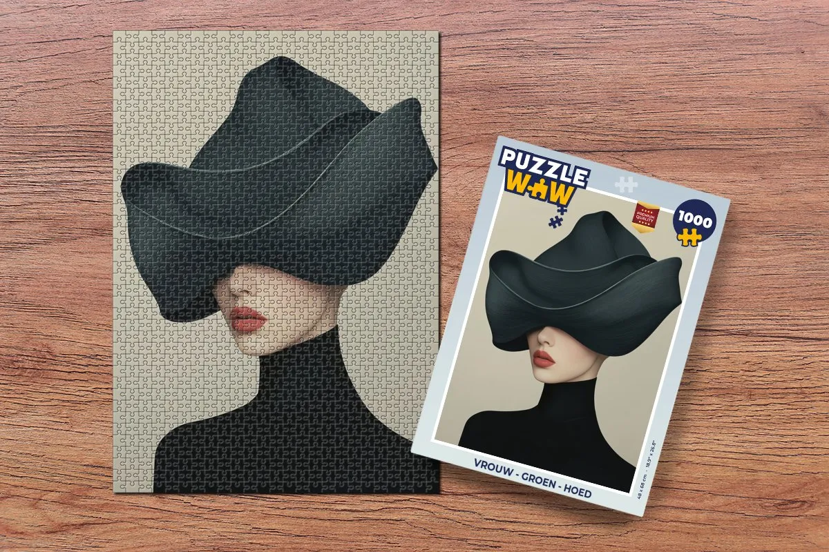 PuzzleWow Vrouw met Hoed Legpuzzel 1000 Stuks - Groen