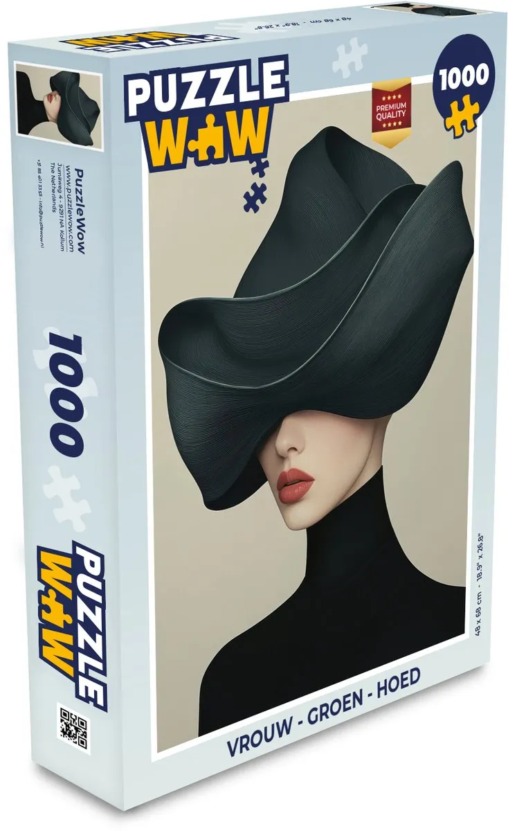 PuzzleWow Vrouw met Hoed Legpuzzel 1000 Stuks