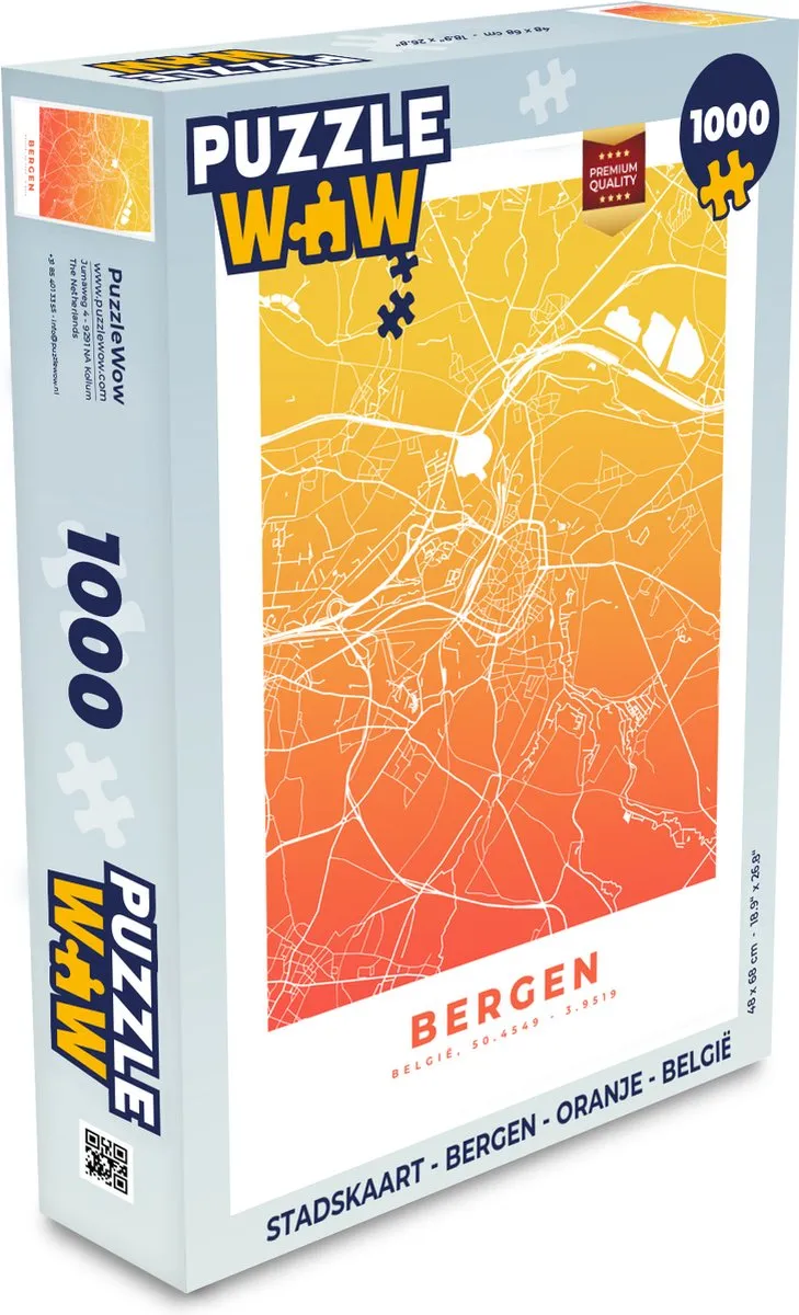 PuzzleWow Stadskaart Bergen Legpuzzel 1000 Stuks