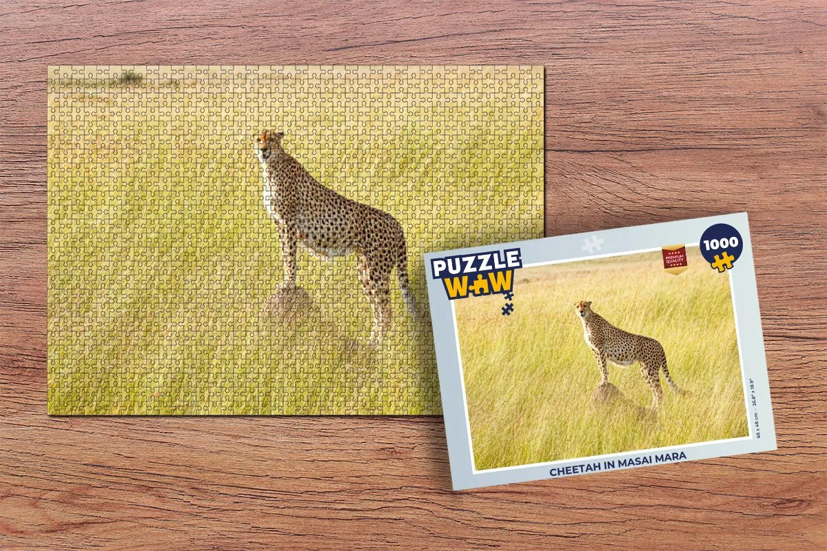 PuzzleWow Cheetah in Masai Mara Legpuzzel 1000 Stuks - Multicolor