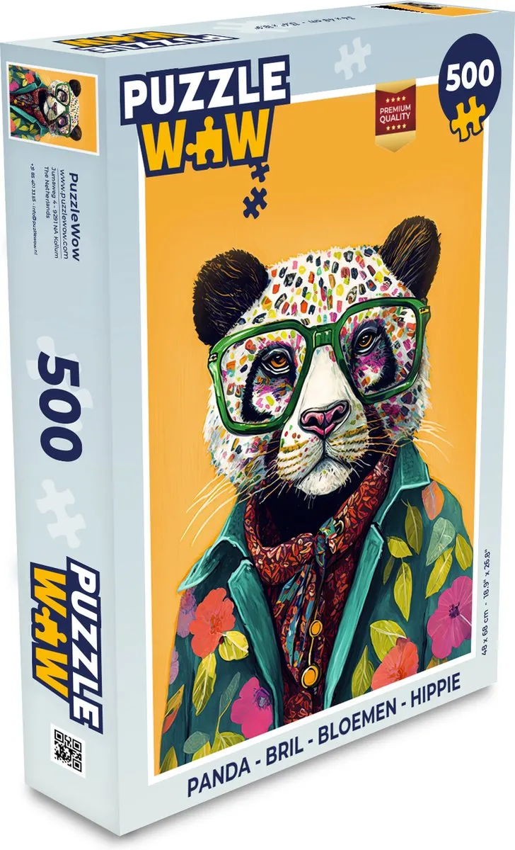 PuzzleWow Puzzel Panda Legpuzzel 500 Stuks - Multicolor