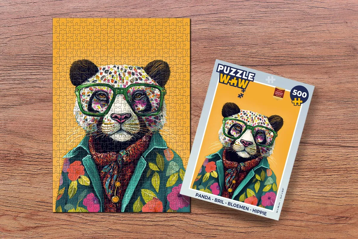 PuzzleWow Puzzel Panda Legpuzzel 500 Stuks - Multicolor