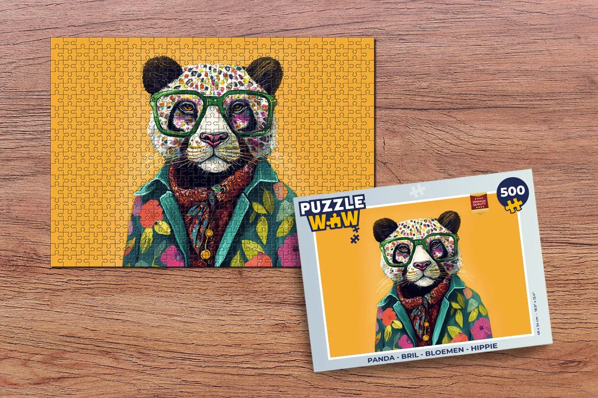 PuzzleWow Puzzel Panda Legpuzzel 500 Stuks - Multicolor
