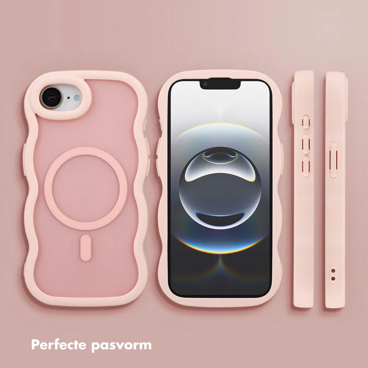 Selencia Wavy Case iPhone 16 - Roze