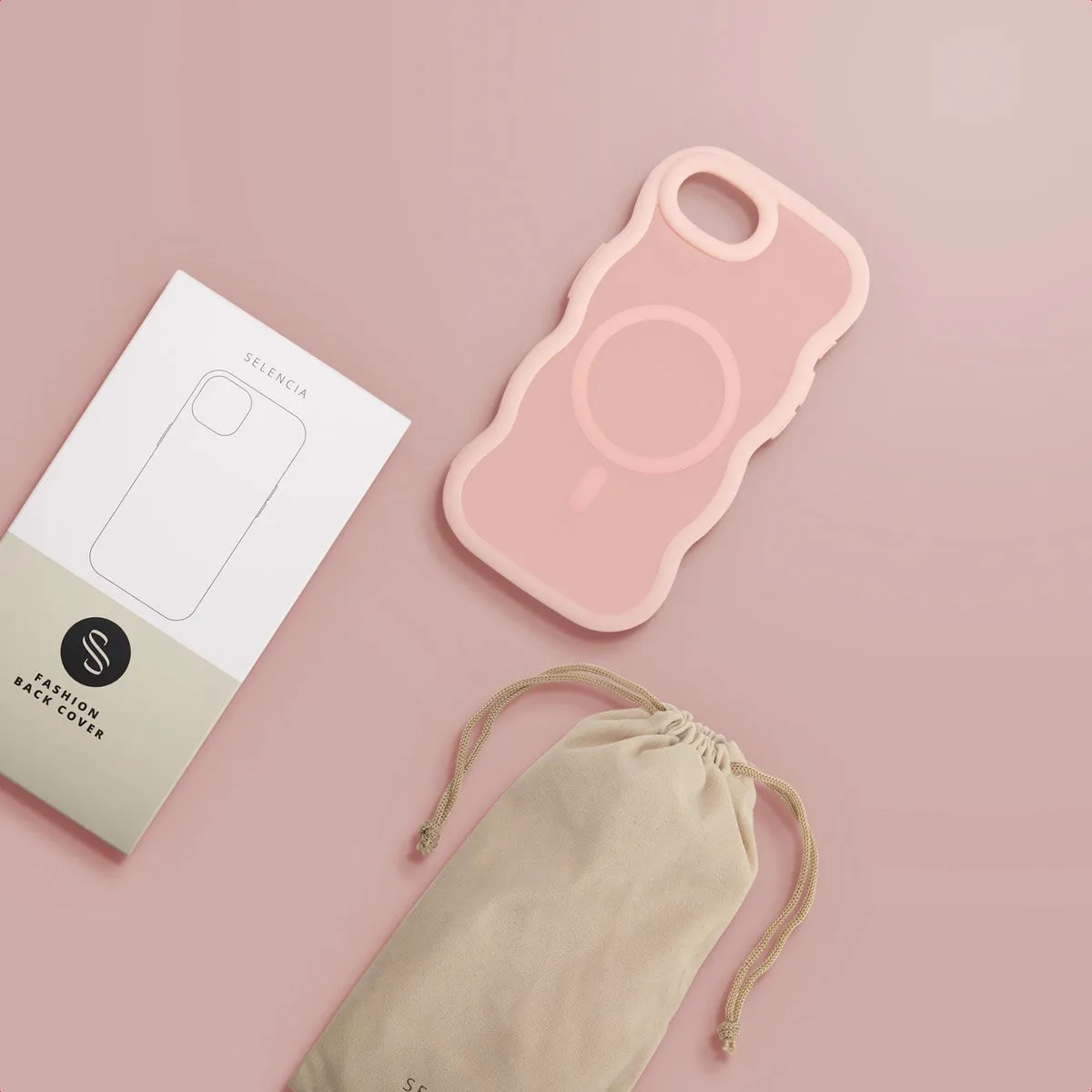 Selencia Wavy Case iPhone 16 - Roze