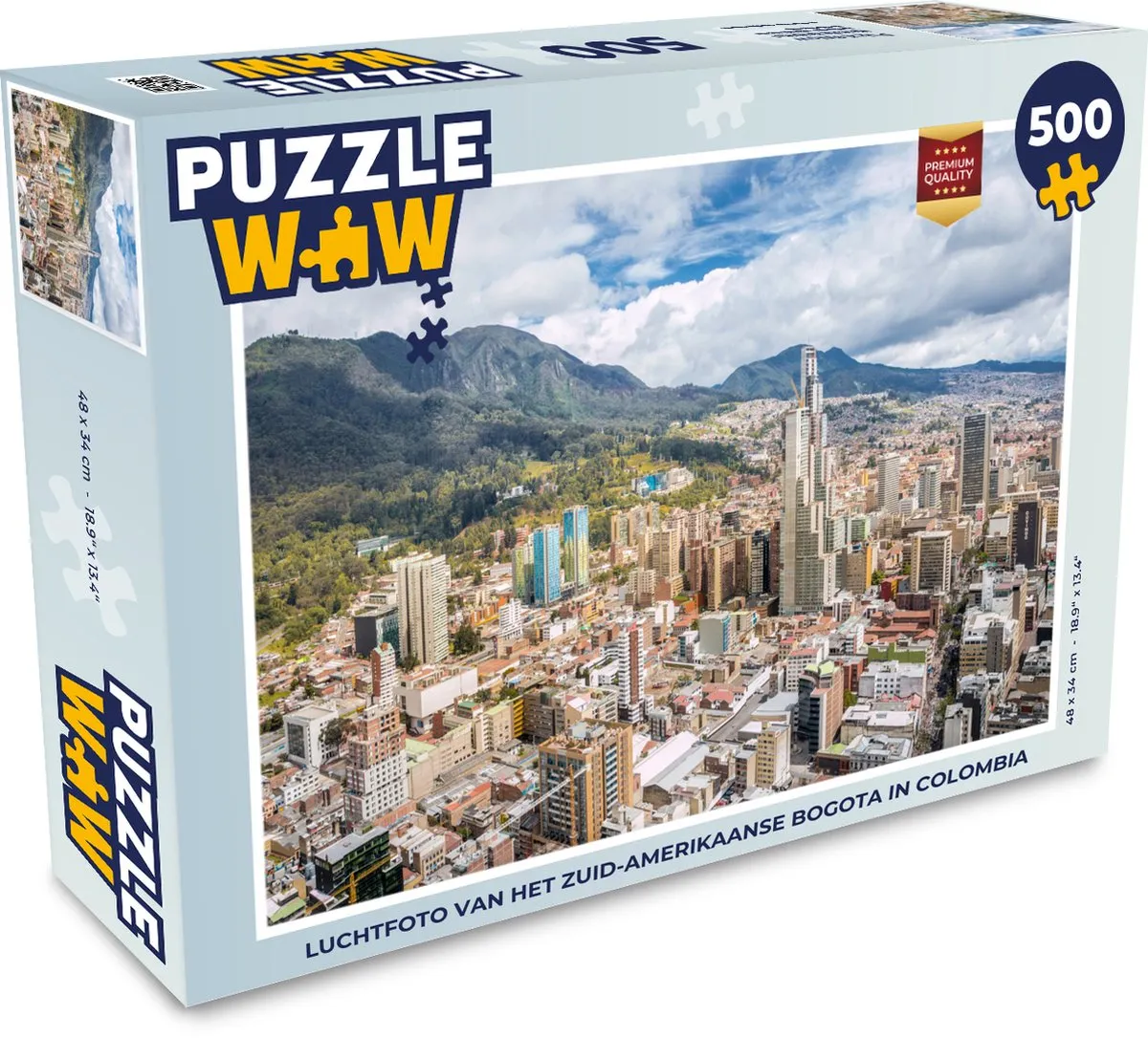 PuzzleWow Bogota Luchtfoto Legpuzzel 500 Stuks - Multicolor