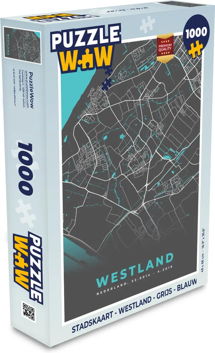 PuzzleWow Westland Stadskaart Puzzel 1000 Stuks