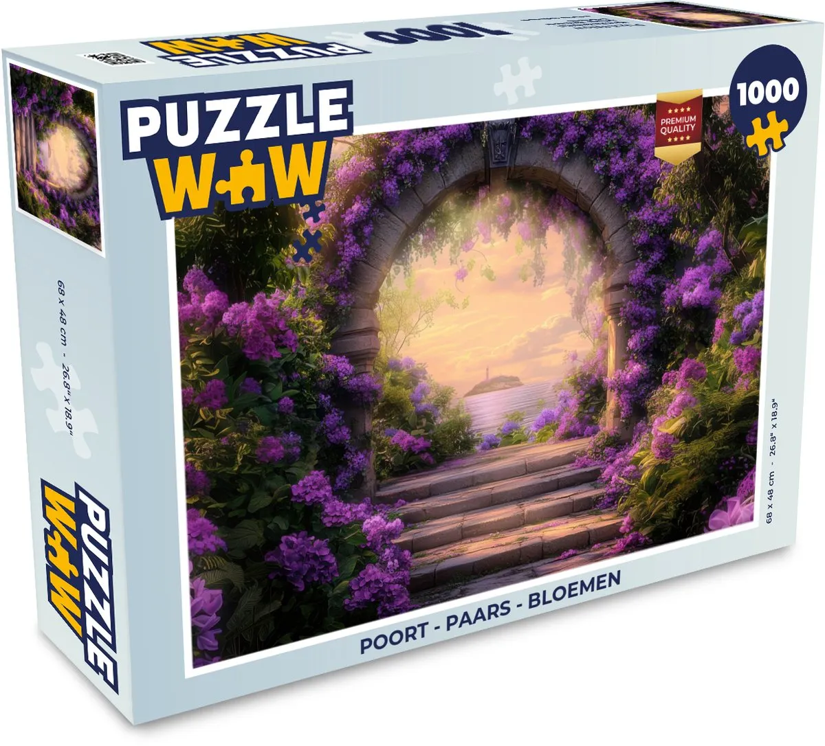 PuzzleWow Legpuzzel 1000 Stuks - Poort met Paarse Bloemen