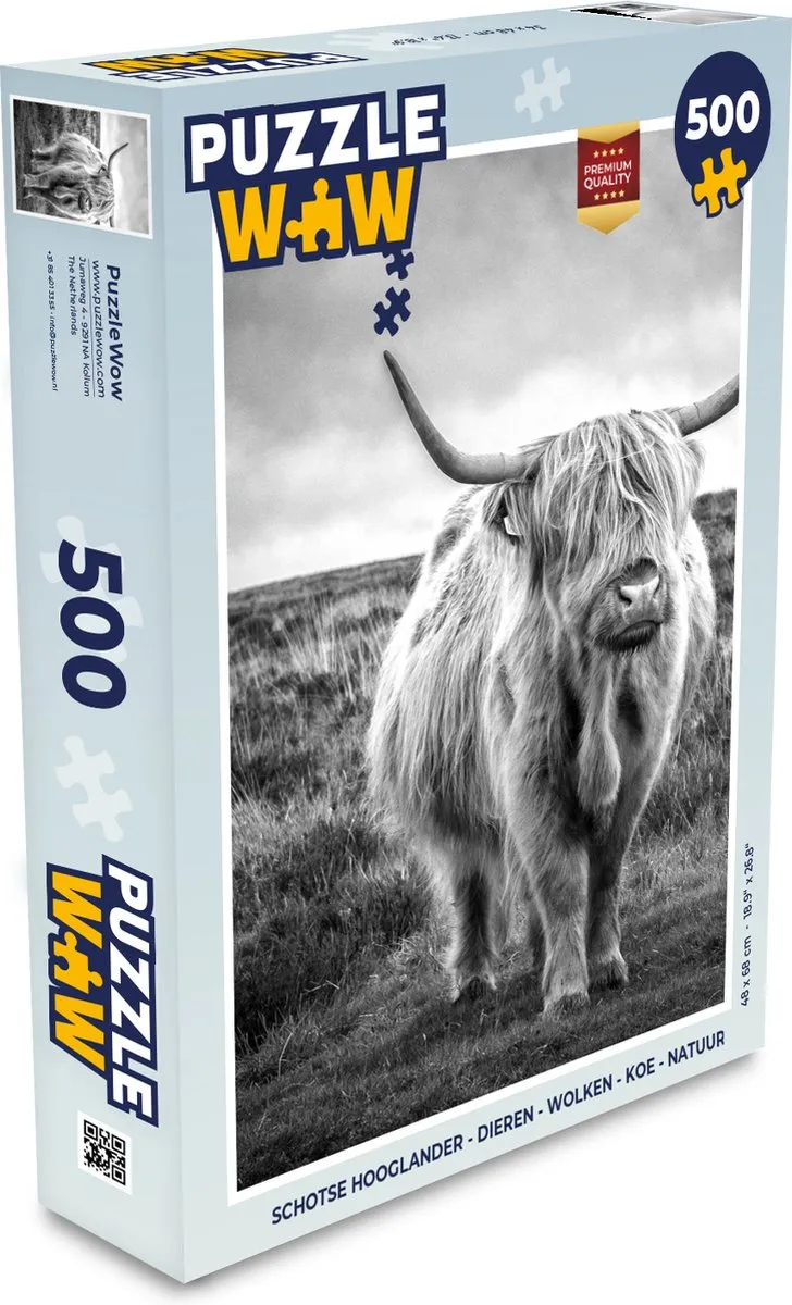 PuzzleWow Schotse Hooglander Legpuzzel 500 Stuks - Multicolor