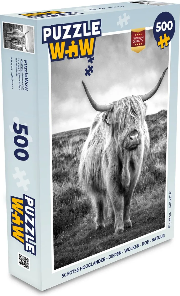 PuzzleWow Schotse Hooglander Legpuzzel 500 Stuks - Multicolor