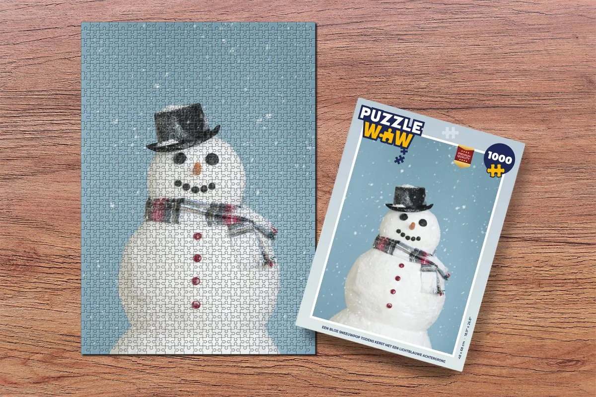 PuzzleWow Kerst Sneeuwpop Legpuzzel 1000 Stuks - Multicolor