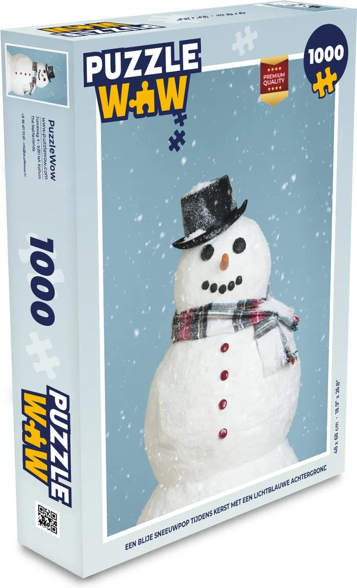 PuzzleWow Kerst Sneeuwpop Legpuzzel 1000 Stuks