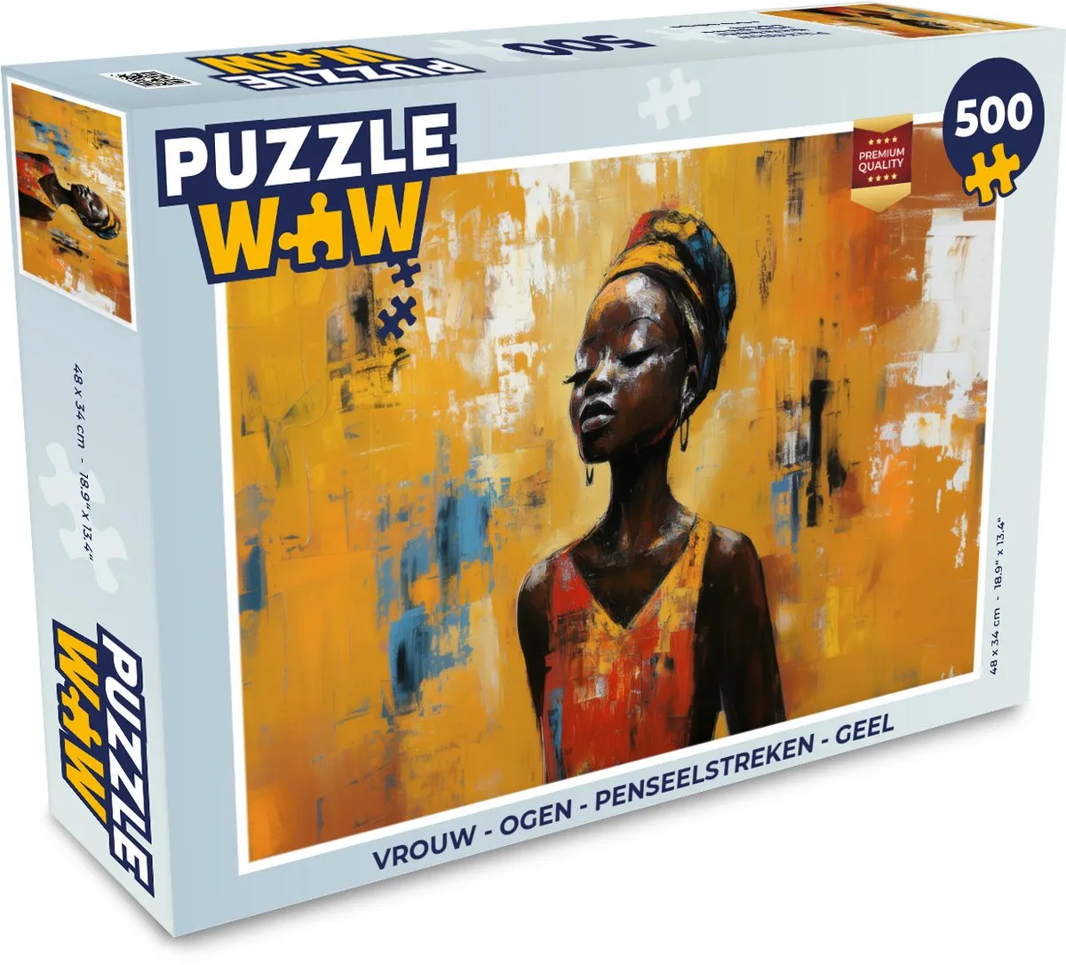 PuzzleWow Vrouw - Ogen - Penseelstreken Legpuzzel 500 Stuks - Geel