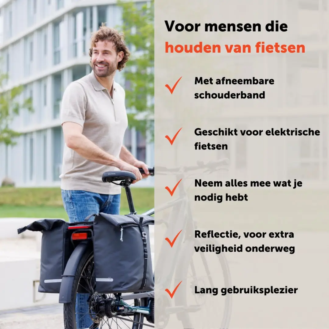 New Looxs Cantos Double Dubbele Fietstas 36L - Zwart - afbeelding 5 van 6