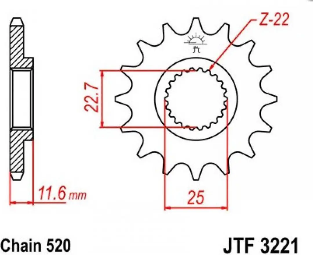 JT Sprockets JTF3221.11 Pignon 11 Tanden - 520 - Grijs - afbeelding 3 van 3